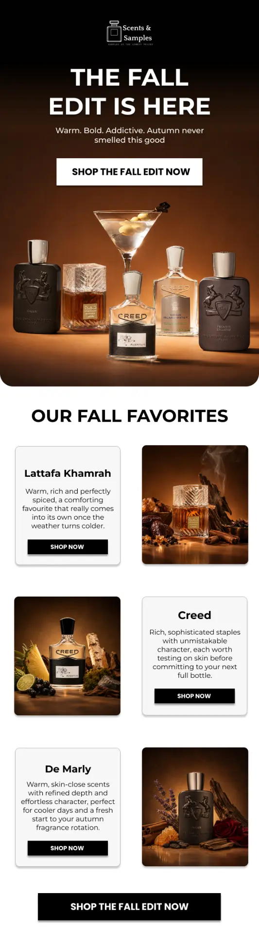 Fall edit fragrance email design