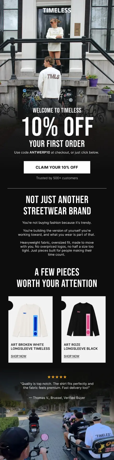 Streetwear welcome email design