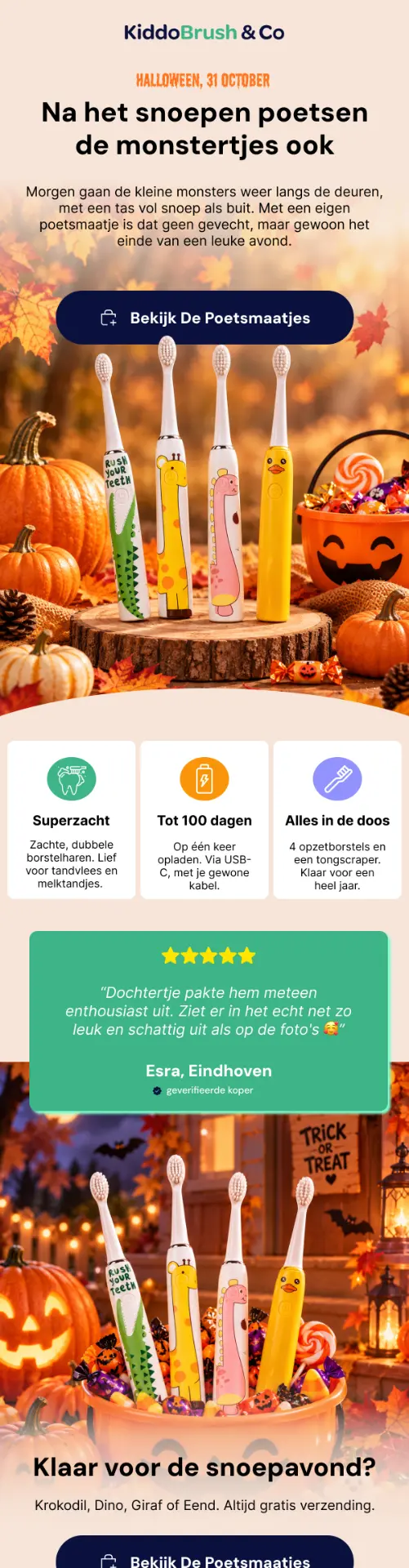 Kids toothbrush Halloween email design